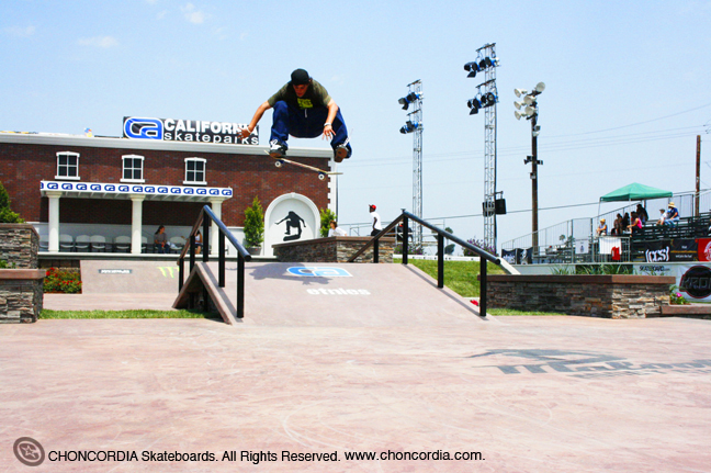 Guillermo Vascones was killing the street course all morning. Kickflip Shifty in sunny California.